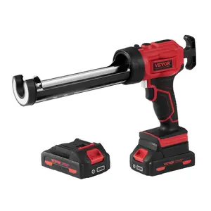 VEVOR Cordless Caulking Gun 10oz/300ml, 20V Electric Caulking Gun with 4 Adjustable Speeds, Anti-Drip Battery Powered Adhesive Caulk Gun & 2.0AH Battery, Fast Charger, LED Light for Filling, Sealing