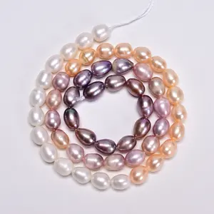 Gradient Natural Fresh Water Pearl Rice Shape Beads Size 6x7mm 14.5" Strand