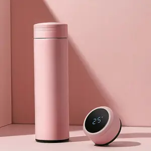 Smart LED Temperature Display Water Bottle, 500ML Stainless Steel Insulated Travel Flask