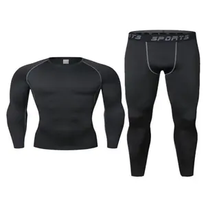 Men's Thermal Underwear Set, Lightweight Base Layer Compression Undershirts & Athletic Leggings, Moisture Wicking Workout Long Sleeve Thermal Shirts and Long John Pants for Running
