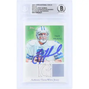 Troy Aikman Dallas Cowboys Autographed 2009 Topps National Chicle GU Relic #NCR-TA Beckett Fanatics Witnessed Authenticated Card - Fanatics Authentic Certified