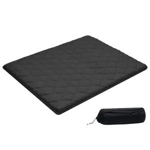 9-Layer Tatami Floor Mat Hand Tool Accessory, Queen Size Foldable Futon Sleeping Mat (80x60x3.5 in, Black) with Storage Bag & Fastener, for Dorm Meditation, Tatami Layers Included