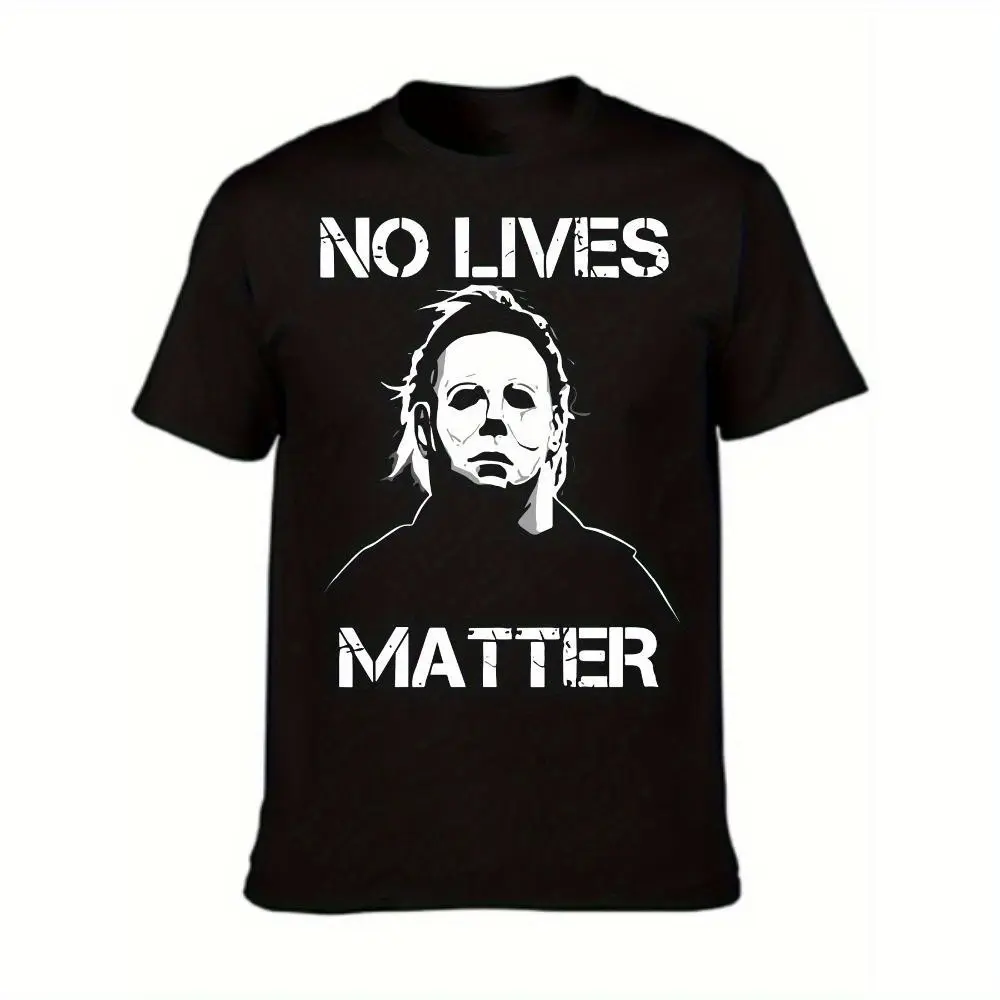 Men's Michael Myers Halloween Graphic T-Shirt, Casual Loose Fit Round Neck Top in 100% Cotton, Breathable Fabric, Sizes S-3XL, Crochet, Tshirt
