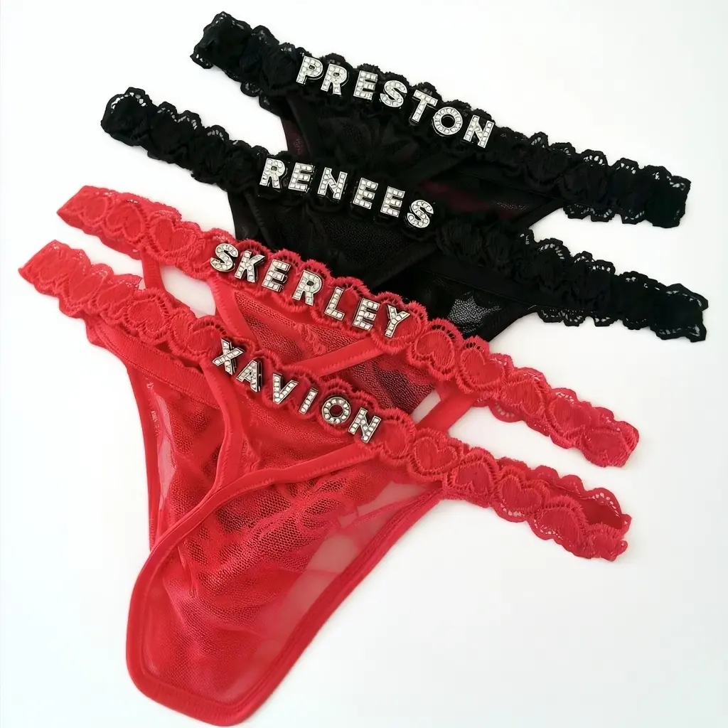 Personalized Rhinestone Thong, Personalized Name Underwear, Shiny Letter DIY, Sexy Luxurious Lingerie, Durable Gemstone, Bikini Thong, Shiny Touch birthday gift
