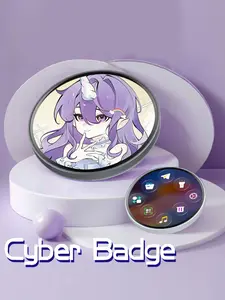 Anime Electronic Badge HD Display, Dynamic Electronic Show, Touchscreen Photo Frame with Video Playback, Backpack Pendant, Fashion Accessory