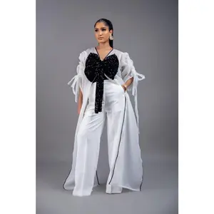 WHITE KIMONO PANT SET