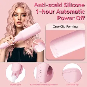 French Wave Curling Iron, Power 30W, 2 Adjustable Temperature Barrels, Fast Heating, 30 Second Automatic Shutdown, Suitable for All Hairstyles, Silicone Hot Brush and Curling Iron Mermaid Hair Style Tourmaline Coating