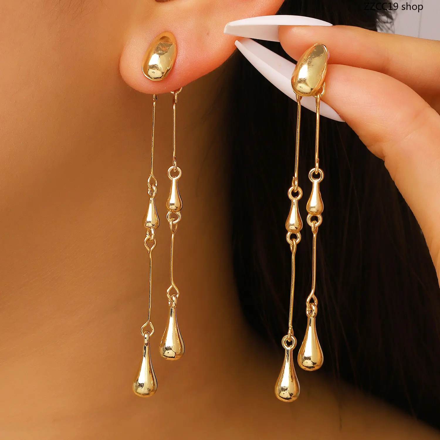 Liquid Metal Teardrop Dangle Earrings, Minimalist Silver Drop Jewelry for Women summervibes