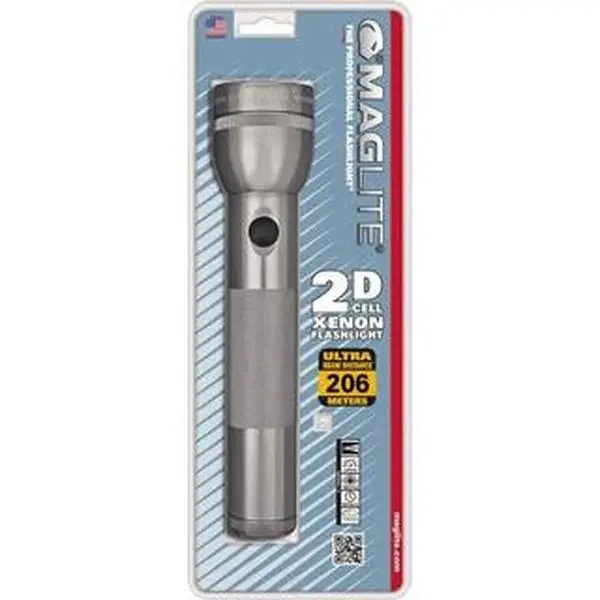 Maglite Tactical Flashlight - Maglite Krypton Bulb, 27 Lumens, Gray Aluminium Body, Industrial Duty Tactical Light, Adult Home Improvement Outdoor Lighting, 2 D Batteries Not Included (S2D096)
