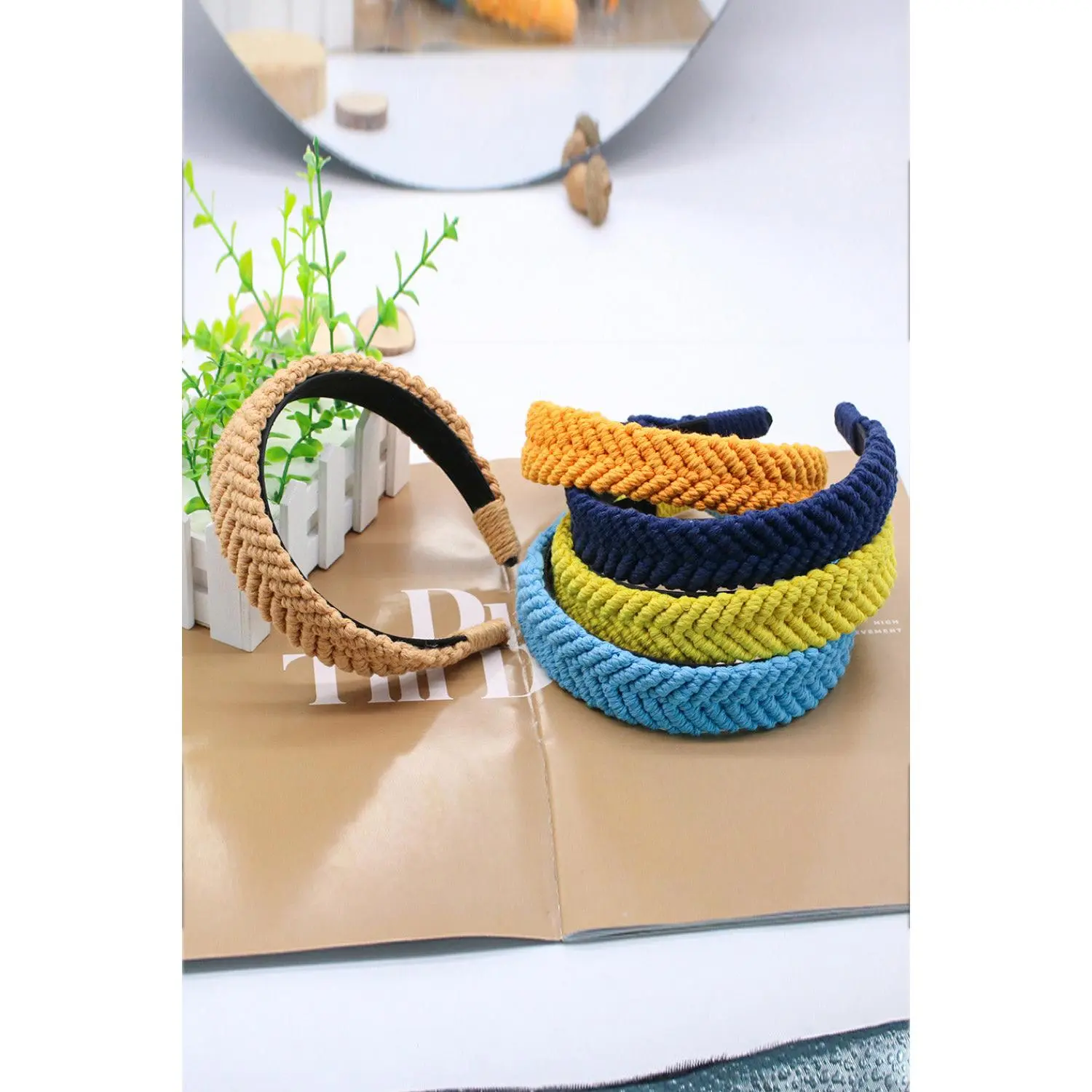 Retro Style Macrame Headband Unisex 100% Polyester 5.5 in Width