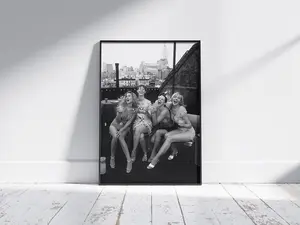 [Unframe] Rooftop Party Photography Print: Vintage Black and White Bar Cart