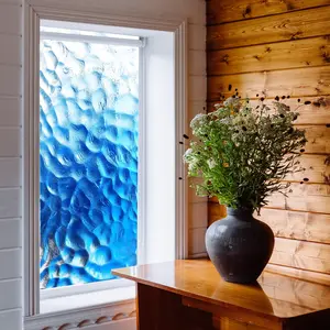 Static Cling Water Wave Ripple Effect Decorative Film, 45x90cm Window Sticker for Living Room & Bedroom Decoration, Easy-Remove Glass Decal