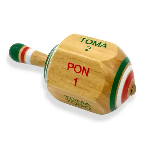Casa De Queta Pirinola (Toma Todo) Mexican Spinning Tops Game - Mexican Fiesta Themed Party Game Wooden