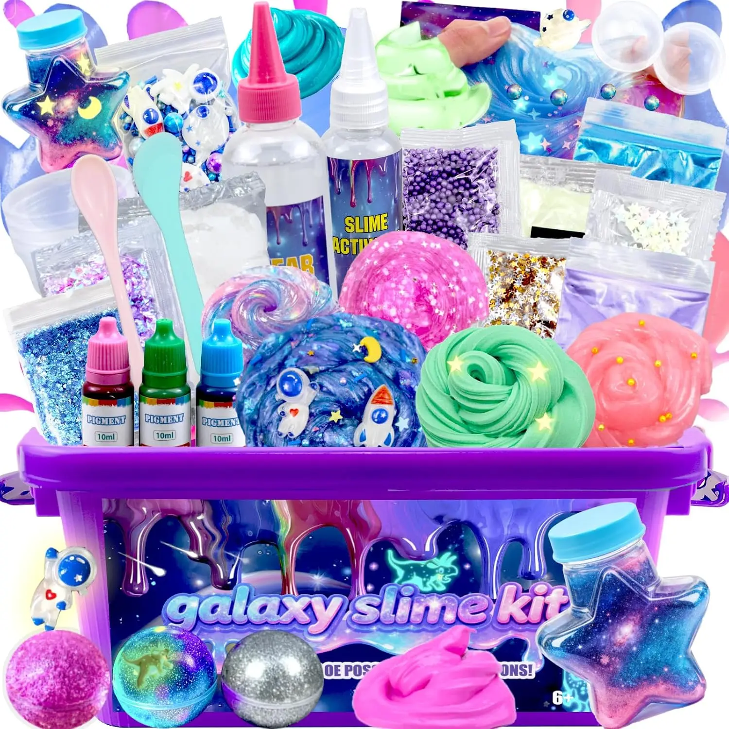Halloween Fall Gift  Mini Galaxy DIY Slime Making Kit, Make Butter Crunchy Sparkle Jelly Cubes Slime, Sensory Stress Relief Craft Toy with Glow in The Dark Stickers, Holiday Birthday Party Gift for Kids Ages 8-12