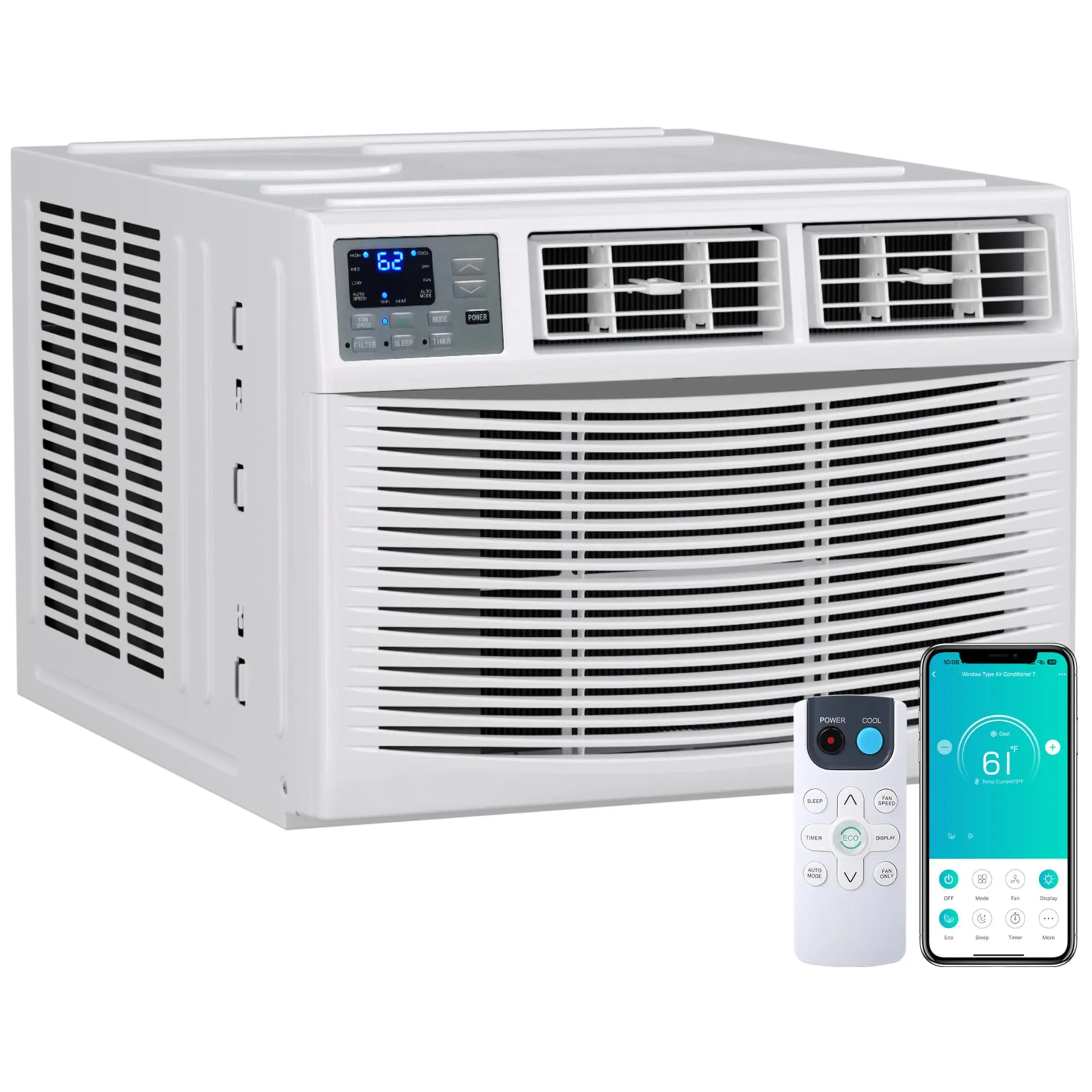 GARVEE 18000 BTU Window Air Conditioner with Heat, Window AC Unit with WIFI Smart Controls, Remote, Dehumidifier, Fan, Reusable Filter, Work with Alexa & Google Assistant, Cools Up to 1000 Sq. Ft