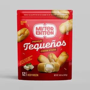 Mister Bitten + Tequeños Premium Precooked Cheese Sticks - 12 Pieces, Handcrafted, Rich Flavor, Crispy Texture, Individually Tasted, Pastry Baking