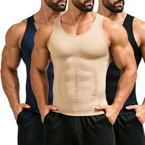 Men's High-Waisted Compression Tank Top, Smooth Breathable Shapewear Undershirt for Tummy Control, Casual Fitness Body Shaper Vest