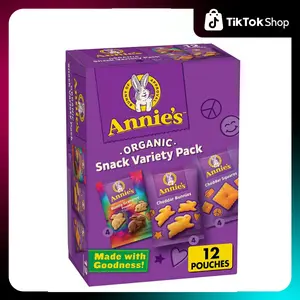 Annie's Organic Variety Pack, Cheddar Bunnies, Bunny Grahams & Cheddar Squares, 12 Pouches