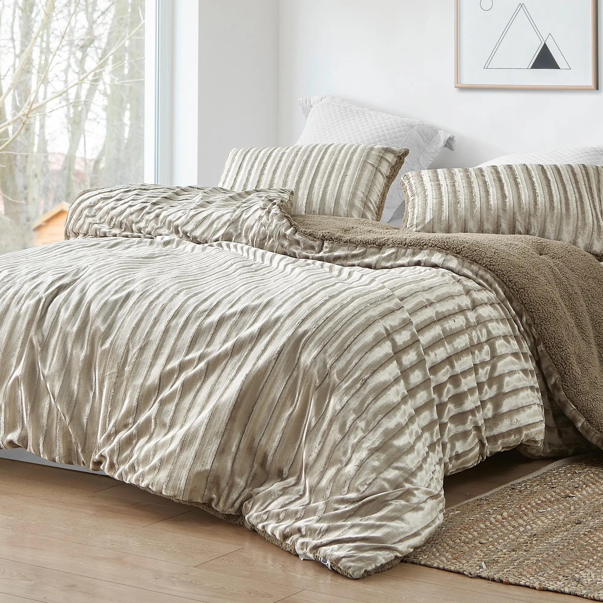 Velvet Crush - Coma Inducer Oversized Comforter - Ridged Silvery Beige