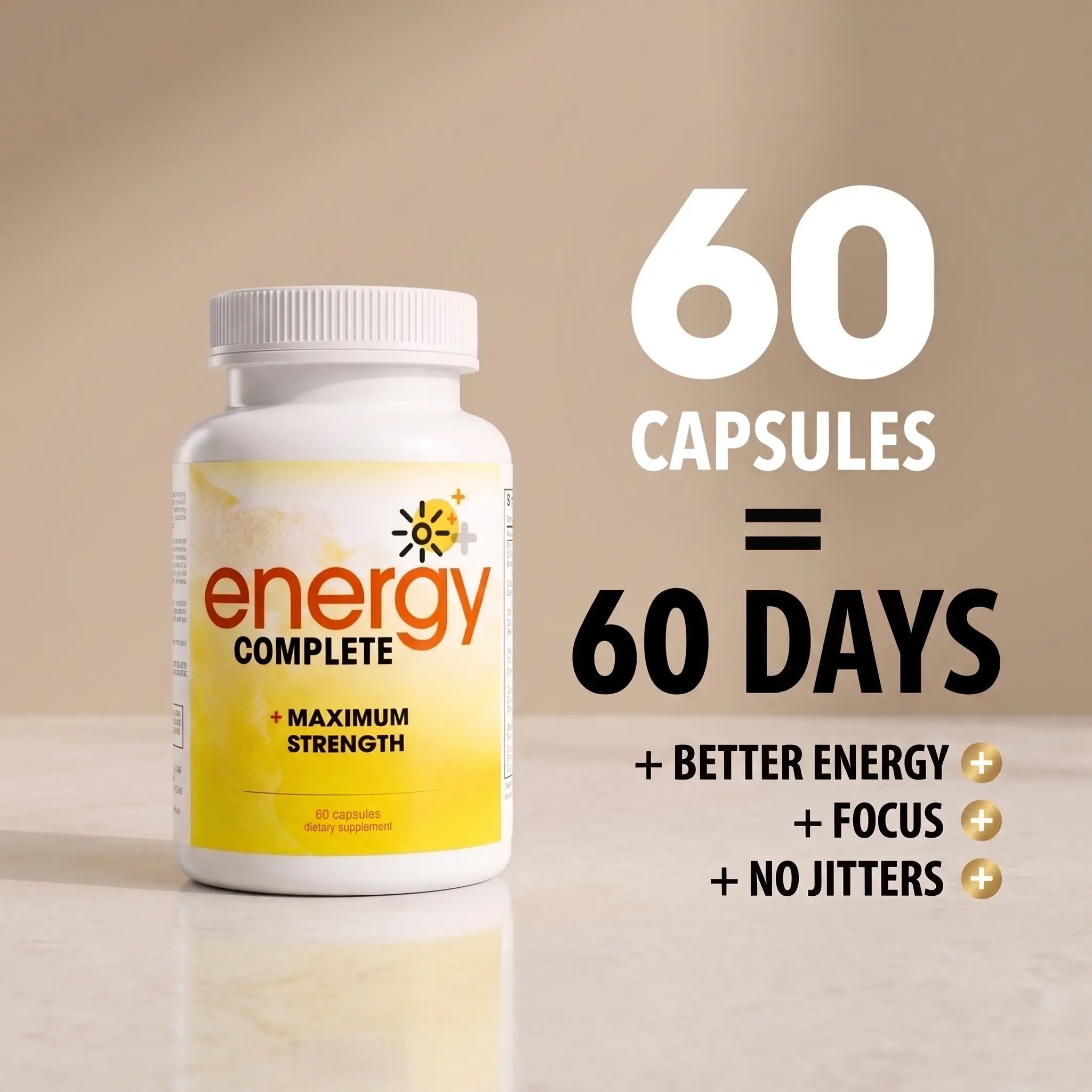 Energy Complete - 18-in-1 Vegan Energy and Focus Supplement - Vegan Caffeine Pills (60 Daily Capsules) Healthcare Vitamin