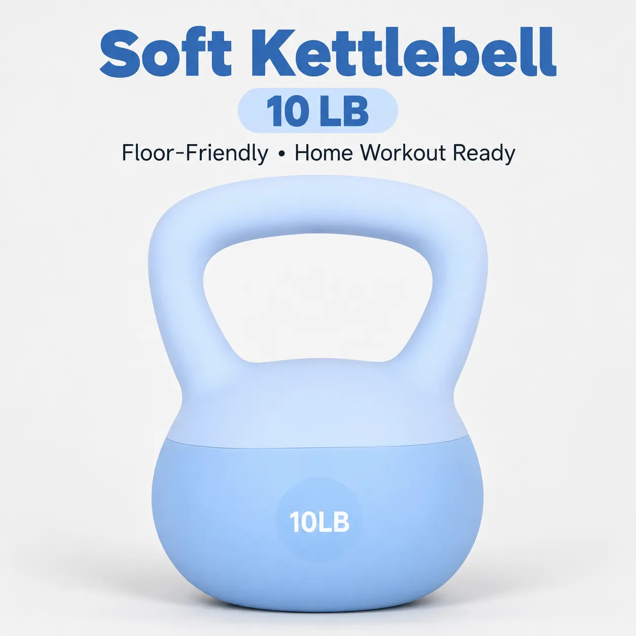 10LB Soft Kettlebell for Home Workout Floor-Friendly Kettlebell Weight with Wide Handle, Steel Shot Filling for Strength Training, Squats, Lunges, Rows & Full Body Fitness