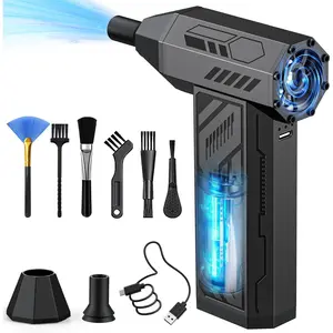 Air Duster 4 Gear 130000RPM Compressed Air Duster Brushless Blower 4 Nozzles 10 Brushes for Computer, Keyboards, Home, Cars and