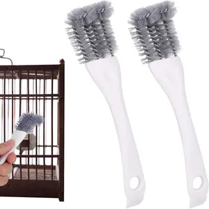 2pcs Bird Cage Cleaner with Long Handle Bird Cage Brush Droppings Removal Tool for Small Animals Parrot Bath Perches Cleaning Accessories