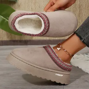 Women Platform Fleece Slippers Mini Snow Boots Thickened Flat Boot Home Winter Casual Indoor Outdoor Shoes