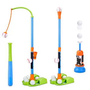 JoyCat Sport Toys, 3-in-1 T Ball Sets, Baseball Training Equipment with Tee Ball Stand, Hanging Tee, Ball Launcher, Kid Outdoor Play, Adjustable Height