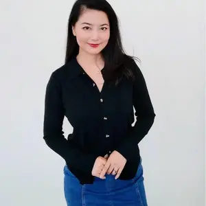 100% Austialian Wool Black Button Up Sweater