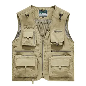 Men’s multi-pocket fishing vest, breathable mesh back outdoor utility tactical vest, available in multiple colors