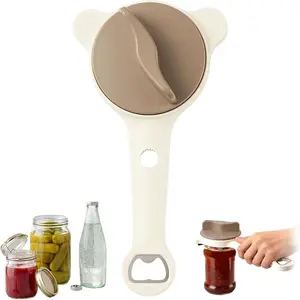 New 4-in-1 Adjustable Stainless Steel Jar Opener - Lid Remover for Seniors & Arthritis Sufferers, Fits Kitchen Jars, Bottles and Cans (White)