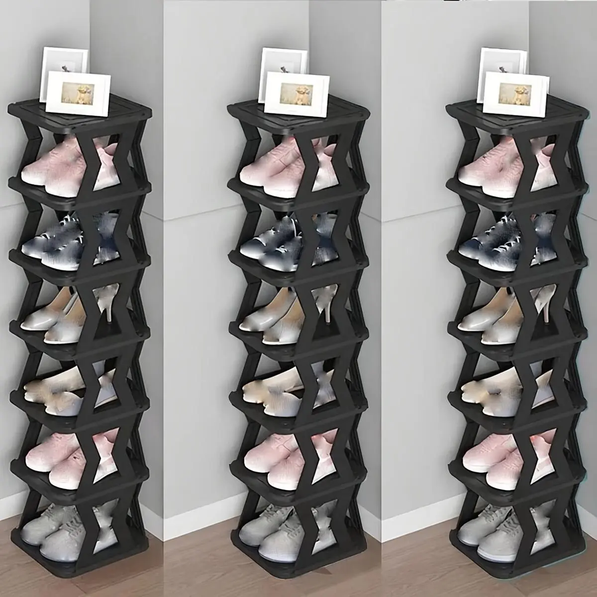 Adjustable 9/6-Tier Foldable Shoe Rack Organizer with Vertical Slots, Space-Saving Design, Easy Assembly & Disassembly, for Home Storage, Shoe Storage Organizers, Adjustable Shoe Rack