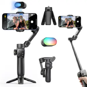AOCHUAN Smart V8, 3-axis Gimbal Stabilizer w/Built-in 7.8' Extension Rod, AI Facial Tracking, Portable Smartphone Holder for iPhone & Android, w/Full-Screen OLED Display, Vlog Stabilizer, Cellphone&Selfie accessories