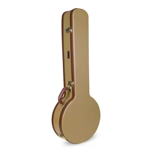 Crossrock Deluxe Wood Hard Case for 5 String Resonator Banjo, Vinyl