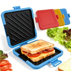New 2026 Food-Grade, Easy-to-Use Silicone Microwave Sandwich Maker—a high-quality sandwich tray for making crispy toast and grilled cheese. Dishwasher-safe and suitable for preparing sandwiches, toast, sausages, steaks, chicken wings, and other foods. Mic