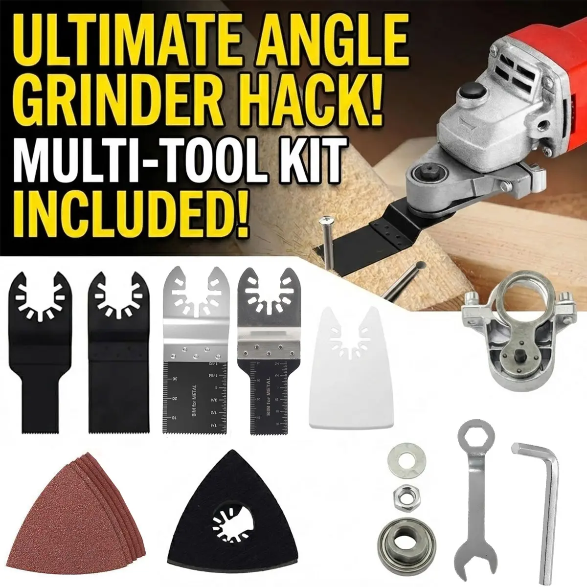 Multifunctional Oscillating Tool Adapter Kit with 5 Blades and Sanding Pads, Ideal for Cutting Wood, Drywall, Nails, Removing Mortar, Polishing Tool Accessories