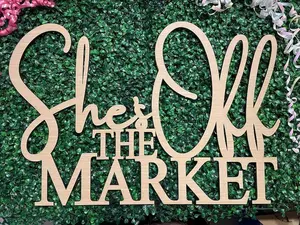 Wooden "She's Off The Market" Sign, Bridal Shower Backdrop Decor, Laser Cut Lettering