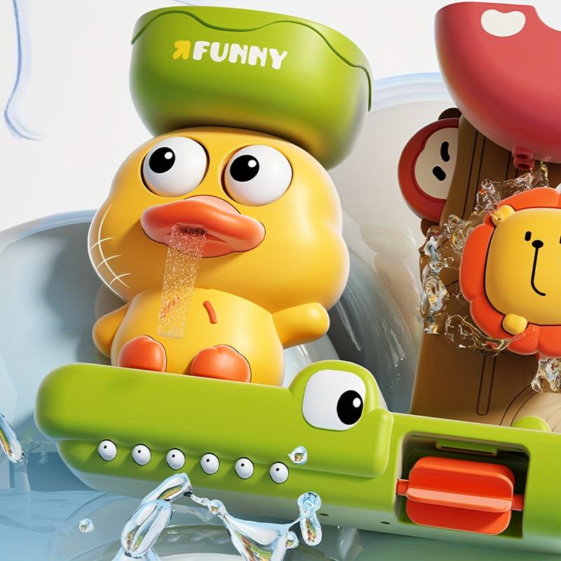Cute Duck Design Water Toy with Spin Suction Cup - Spraying & Rotating Feature,Multifunctional Interactive Tub Toy, Kids Gift