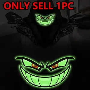 Creative Evil Smile Face Design Car Sticker, Waterproof Self-adhesive Car Decal, Night Safety Warning Decorative Decal for Car Motorcycle Truck, Sticker for Cars