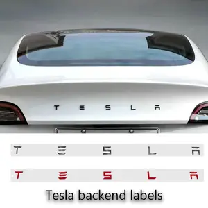 Tesla Car Trunk Letter Sticker, 3D Metal Letter Decal, Electric Vehicle Modification Label, Unique Appearance Decoration, Vehicle Exterior Decoration, Multi-Color Universal