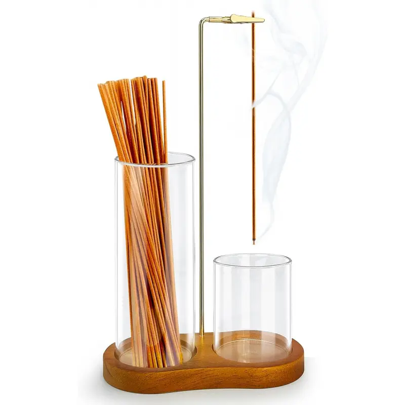 The 2 in 1 Scented incense holder is suitable for use with a glass ash collector, anti-dust flying burner, storage box, Aromatherapy Scent Diffuser, and meditation yoga SPA home decor stick cone, Home Fragrance Products.