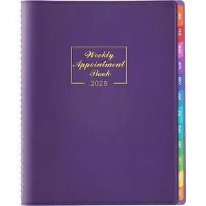 2026 Weekly Appointment Book - Daily Planner 2026 from January 2026 - December 2026, 8.5" x 11", 15-Minute Interval, Flexible Leather Cover, 12 Monthly Tabs,  Pocket