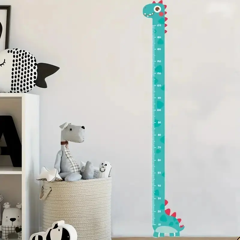 Cute Cartoon Dinosaur Height Chart Decorative Wall Sticker, Wall Decal, Adhesive Decals, Dinosaur Wall Decor, Self-Adhesive Animal Growth Measure, Easy Install for Kids Room & Living Space