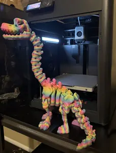 XL Brontosaurus Articulated Rainbow Dino 3D Printed Fully Movable Joints Playful Pose Detailed Bones Smooth Finish Desk Buddy Shelf Display Gift Collector's Piece