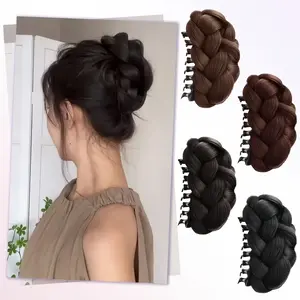 Women's Heat Resistant Synthetic Fiber Ponytail Wig, Clip-In Bun and Braid Style, Instantly Increase Short Hair Volume, Low Maintenance