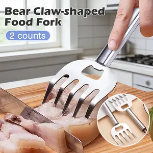 2 Counts bear paw food forks, secure grip handle for lifting meat