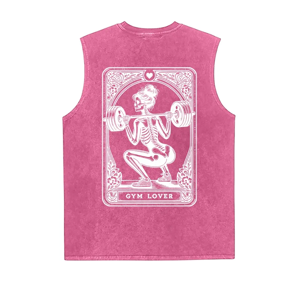 GYM Girl Skeleton Sleeveless Hoodie 90s Graphic Sleeveless Tank Tops Men Vest Streetwear Outfits Men Vacation Outfits Sleeveless Shirt Distressed Menswear