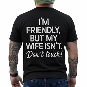 Friendly But My Wife Isnt Funny Warning TShirt Mens Casual Streetwear Hoodies Comfy Loose Hooded Pullover Top Fall Outfits
