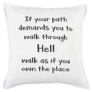 360 Stand Square Decorative Throw Pillow - 100% Cotton Zippered Cover with Embroidered Accents, Black & White, Empowerment Print Quote (Model 403501), Empowerment Message, Square Shape